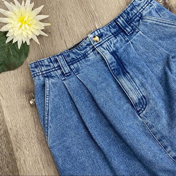 Vintage 90's Eddie Bauer Pleated Denim Pencil Skirt - Picture 6 of 11